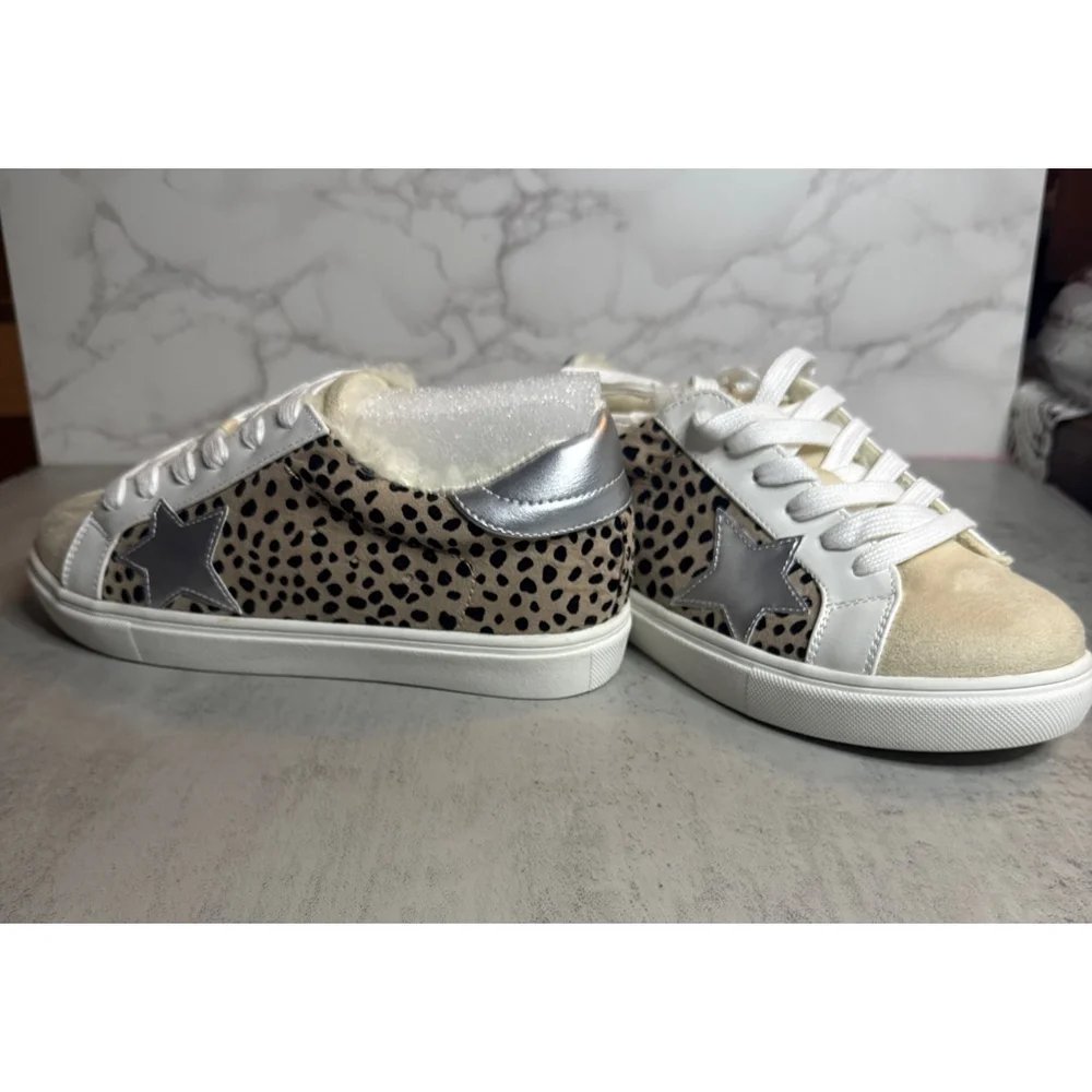 Women's Party Sneakers Size 6 Beige Leopard Print